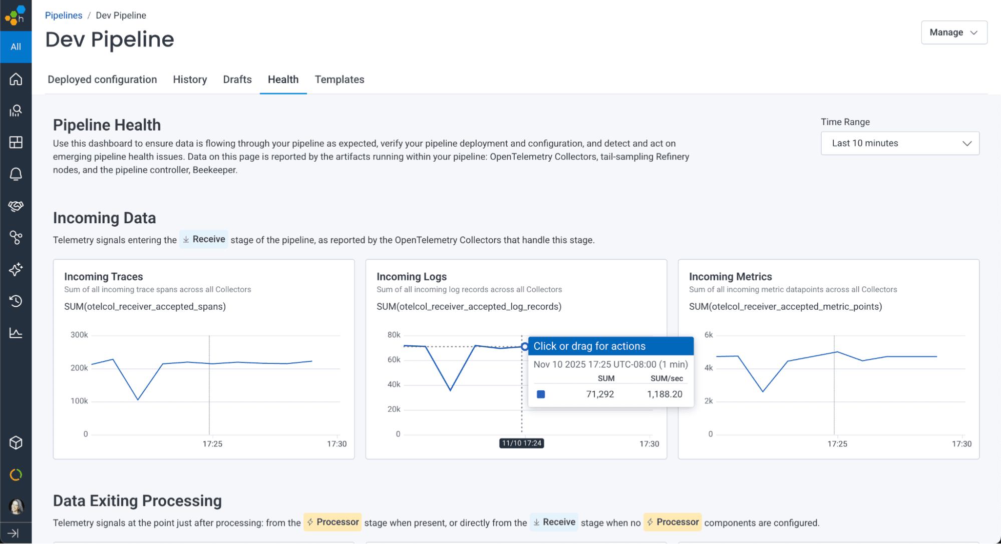 Pipeline Health Screenshot