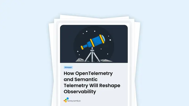White paper titled 'How OpenTelemetry and Semantic Telemetry Will Reshape Observability', featuring a telescope under a night sky.