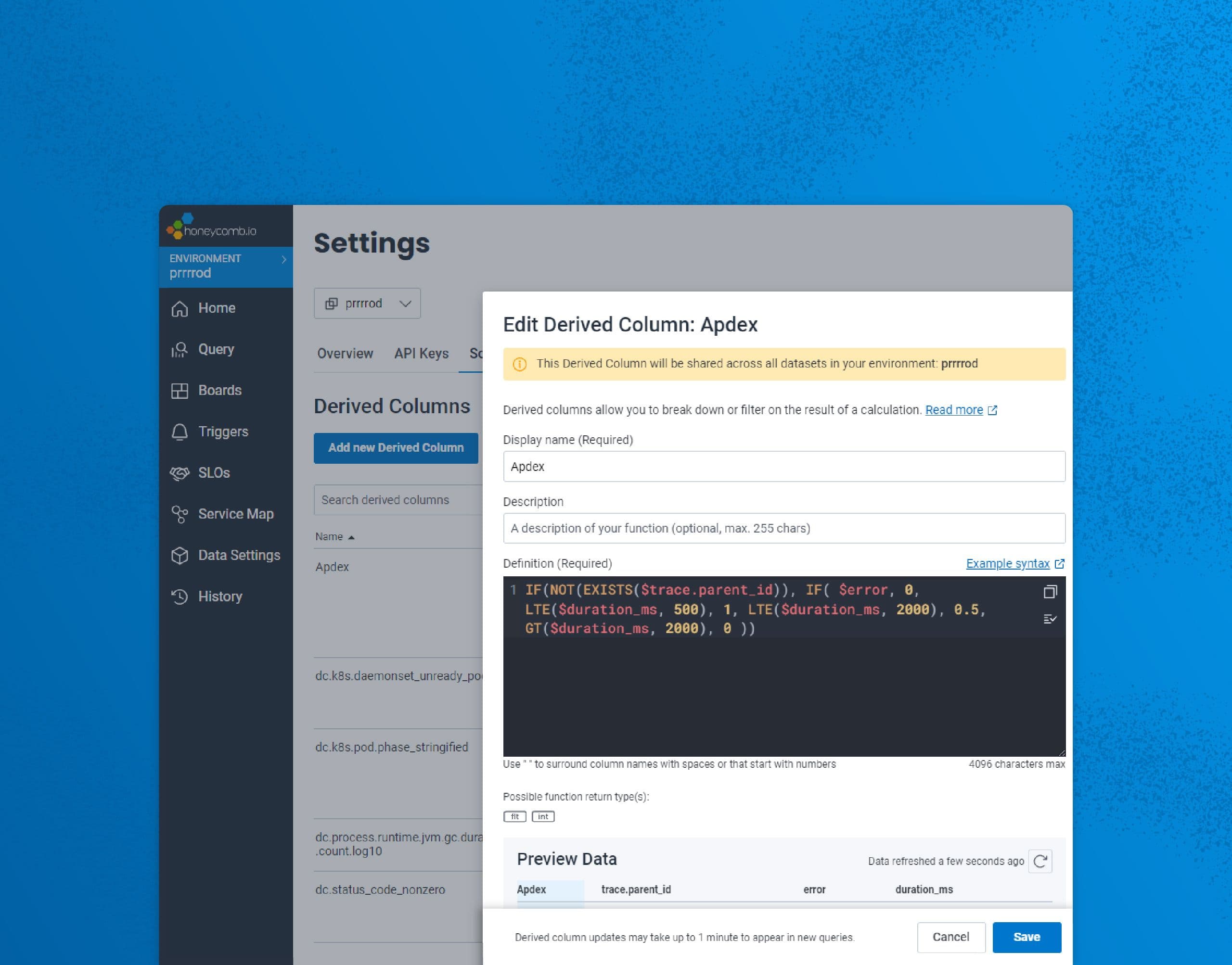 Apdex in Honeycomb