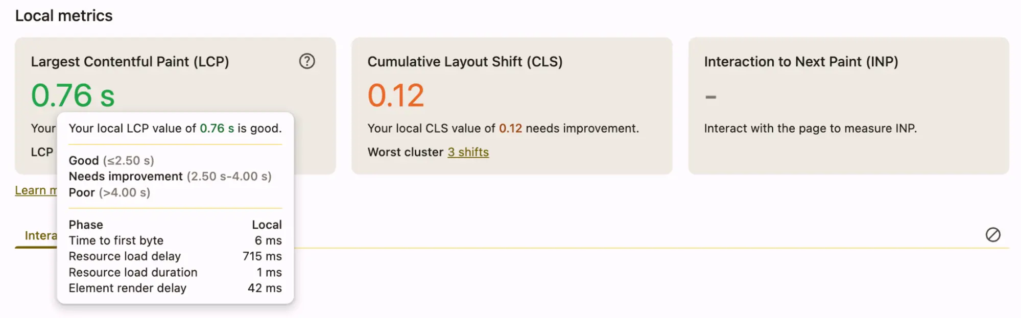 Chrome Performance Tab
