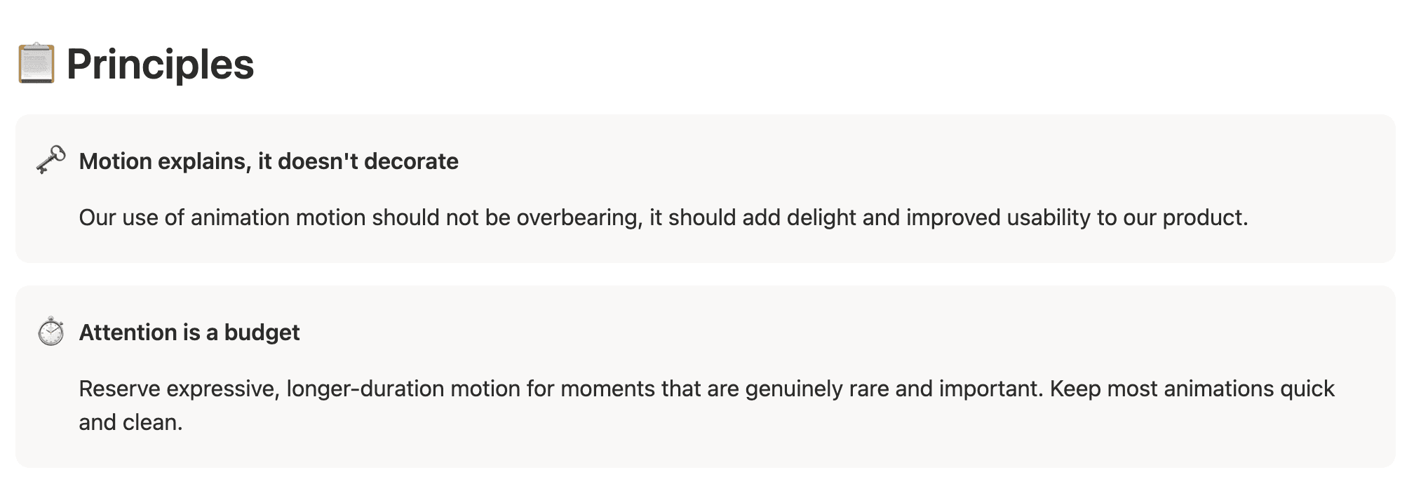 Motion tokens demonstrating consistent easing and duration