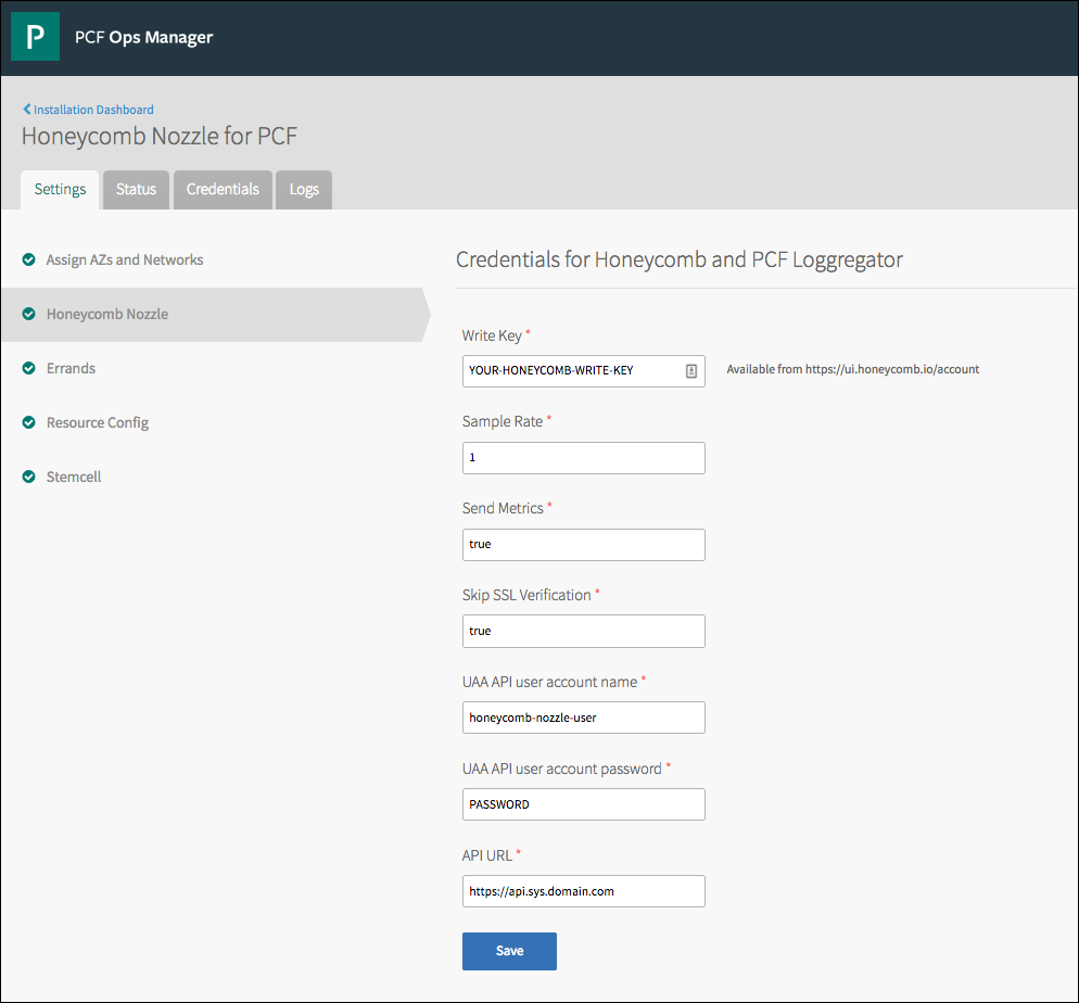 pcf-nozzle-setup cloudfoundry observability - nozzle setup