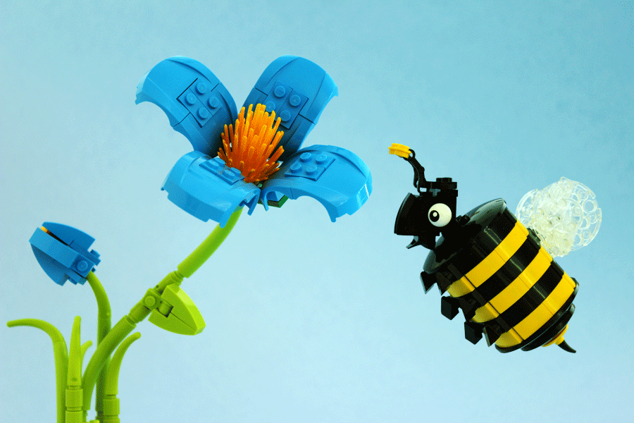 gif of bee made out of lego