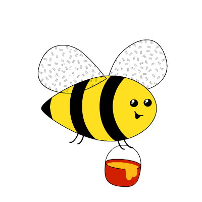 animated bee with a bucket