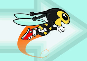 cartoon bee going fast