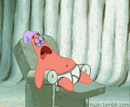 animated gif of Patrick Starfish being woken up by an alert