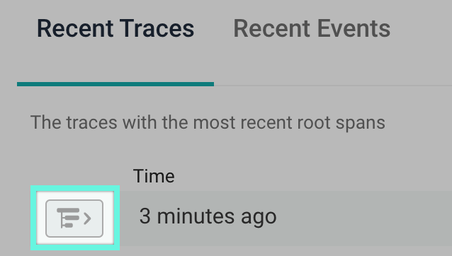 Screenshot of recent traces tab