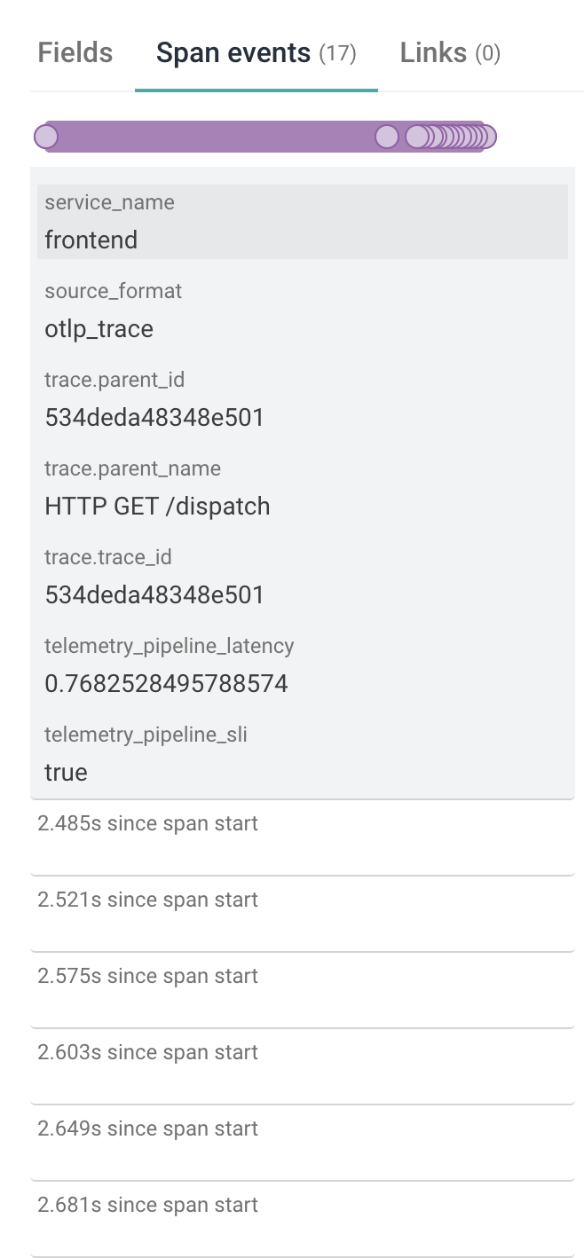 screenshot of span events