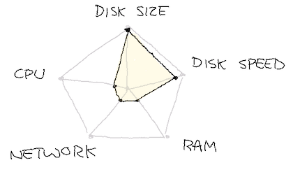 A host's profile with disk usage maximized while the rest is dormant. 