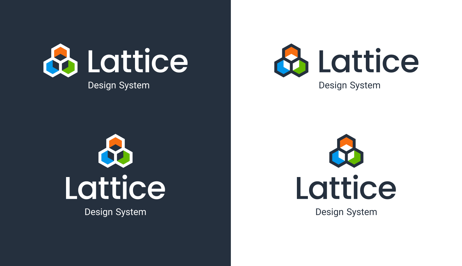 Horizontal and stacked logos for Lattice, Honeycomb’s new design system.