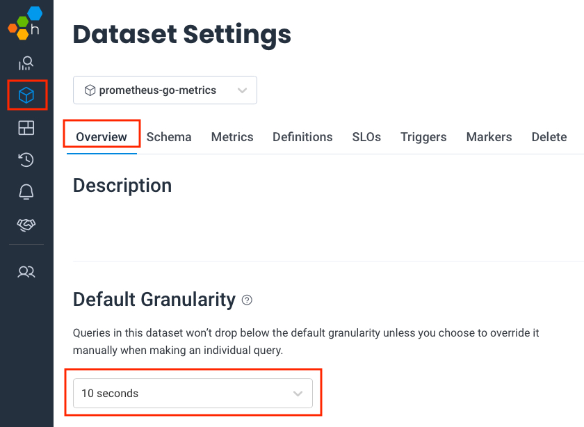 screenshot of the dropdown to select the minimum interval for this dataset