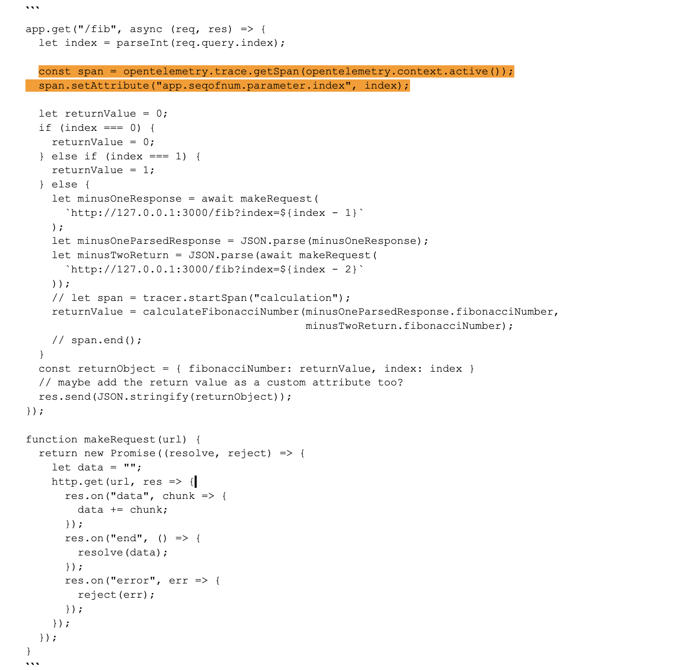 screenshot of JavaScript codeblock