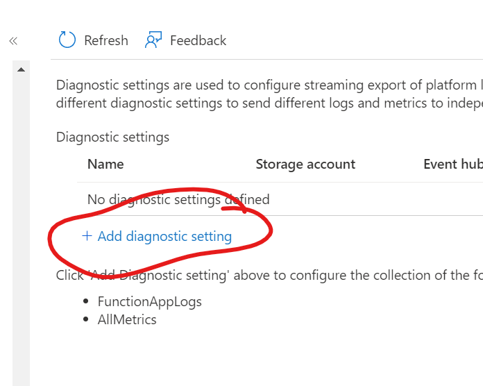 Add Diagnostic Setting