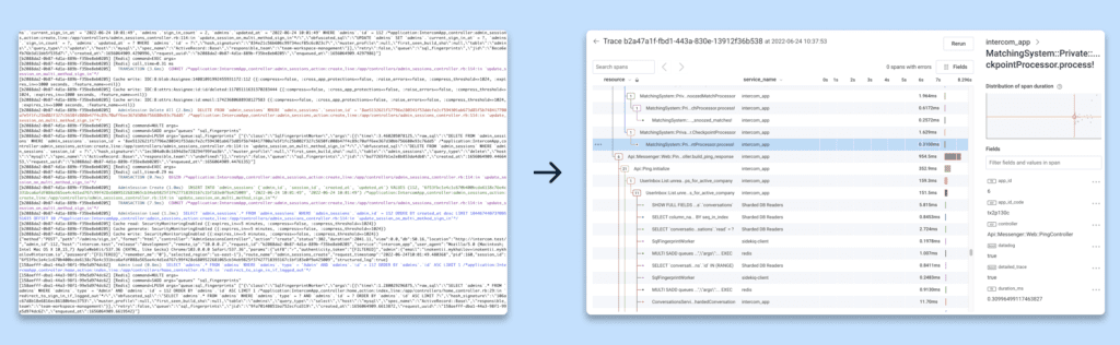 Logs vs. traces.