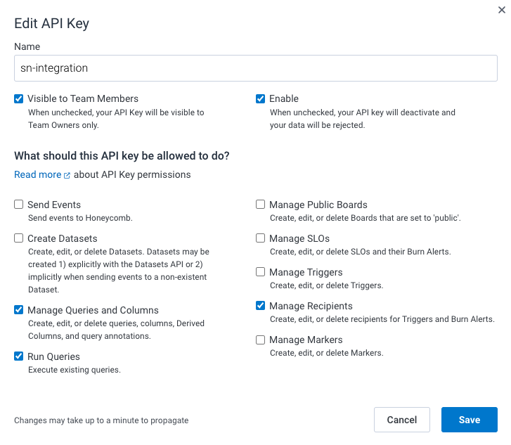 Edit API Key - Permissions