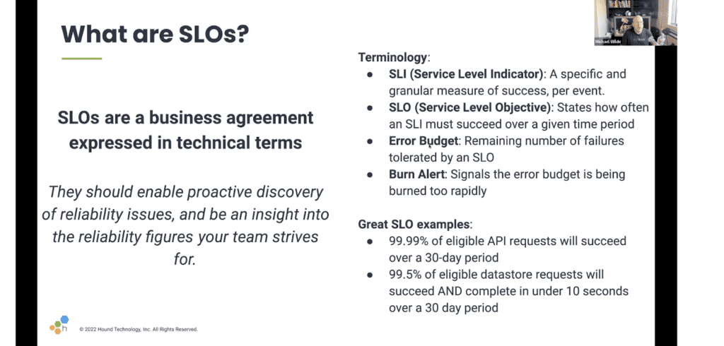 SLOs give teams guidance on reliability but also can highlight when it’s time to work on feature improvement vs. just problem resolution. And, if you’ve brought your logs to Honeycomb and set up SLOs, a BubbleUp will generate automatically.