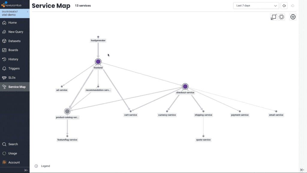 Screenshot of Service Map.