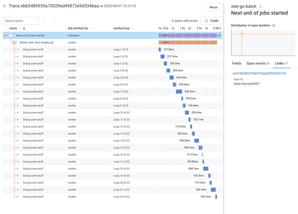 What does that look like in trace waterfall view? It’s about the same as the per-job traces that run sequentially.