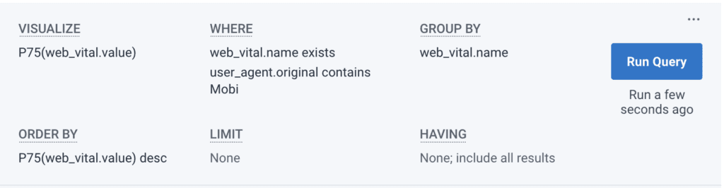 Setting up a baseline query for Core Web Vitals in Honeycomb.