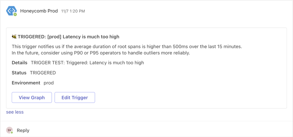 Microsoft Teams Integration with Honeycomb.