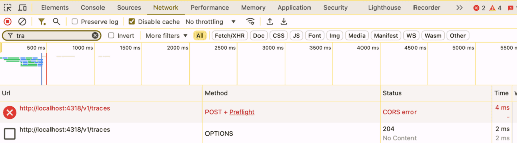 Error in Chrome.