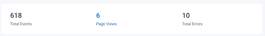 The Web Launchpad shows some counts at the top of the page: total events, page views and total errors. There are 10 total errors in this example.