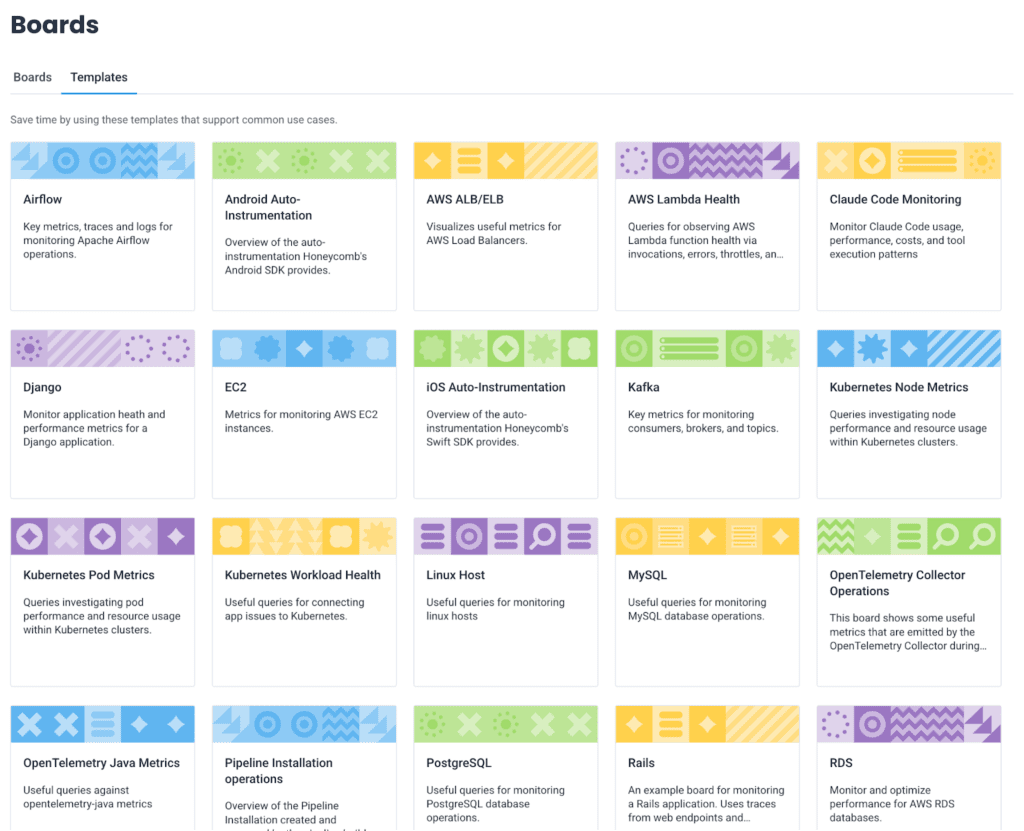 Screenshot of Boards in Honeycomb.